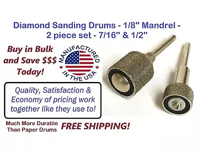 Buy 2pcs Sanding Drum Set 7/16  + 1/2  Drum Sander Sanding Sleeves Diamond Coated • 18.50$