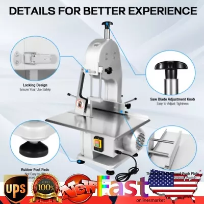 Buy 110V Commercial Electric Meat Bone Saw Butcher Band Saw Cutting Machine 10-150mm • 337.06$