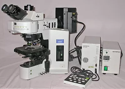 Buy Olympus BX61 Motorized Microscope With Apo & Fluor ObjectiveS And Cubes • 7,500$
