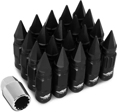 Buy 7075 Aluminum Black M12 X 1.5 16Pcs L: 80Mm Spiky Cap Lug Nut W/4Pcs Lock+Key • 70.99$