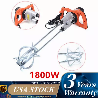 Buy 1800W Electric Mortar Mixer Double Paddle 2 Speed Cement Grout Concrete Mixer • 127.22$