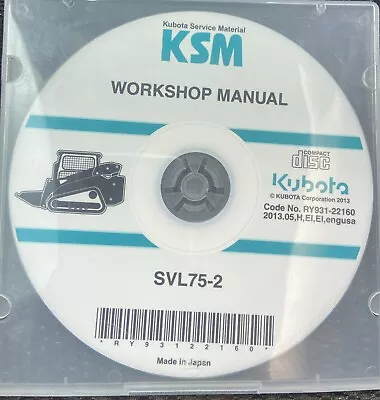 Buy Official Kubota SVL 75-2 WSM Workshop Service Shop Repair Manual CD • 19.98$