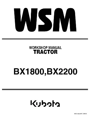 Buy 1800 2200 Tractor Workshop Service Repair Manual Kubota BX1800 BX2200 • 29.97$