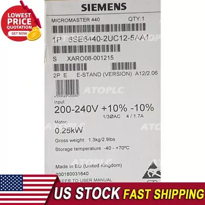 Buy New Siemens 6SE6440-2UC12-5AA1 MICROMASTER440 Without Filter 6SE6440-2UC12-5AA1 • 336.47$