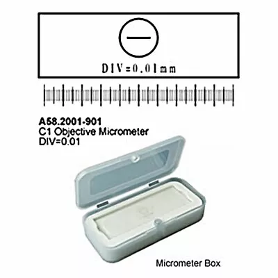 Buy Stage Micrometer Calibration Slide Object Micro-fine Ruler 1/100 For Microscope • 21.50$