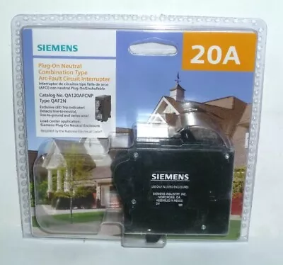 Buy Siemens QA120AFCNP 20 Amp 1-Pole Comb Type AFCI Plug-On Neutral Circuit Breaker • 27.99$
