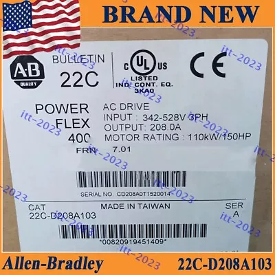 Buy Allen Bradley 22C-D208A103 NEW AB POWERFLEX 400 CATALOG 22C D208A103 • 6,928.88$