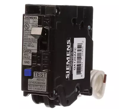 Buy Siemens QA120AFC 20A, 1P, 120V~ Plug-On Combination AFCI Breaker Used • 20$