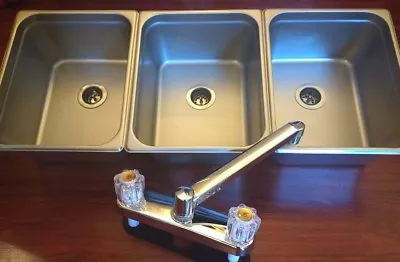 Buy LARGE 3 Compartment Sink Set For Portable Concession Sinks Food Trucks • 105.95$