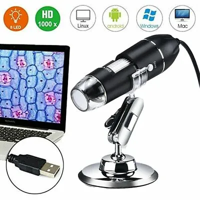 Buy 8LED 1000X 10MP USB Digital Microscope Endoscope Magnifier Camera W/ Stand • 14.77$