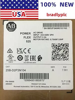 Buy Brand New Allen-Bradley 25B-D2P3N104 PowerFlex 525 0.75kW AC Drive 25BD2P3N104 • 280.20$