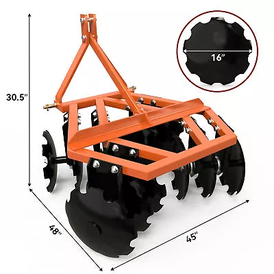 Buy 4 FT Notched Disc Harrow Plow For Cat 0 &Cat 1 Fit For Kubota John Deere Tractor • 1,099.99$