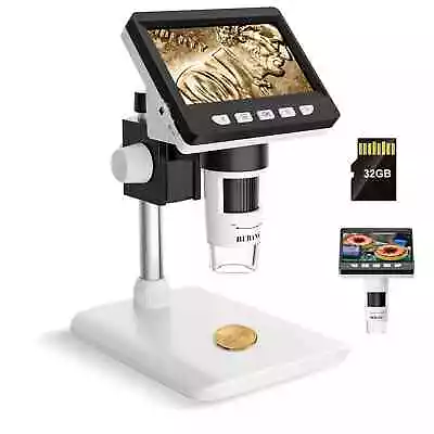 Buy 4.3  Coin Microscope 1000X, 1080p LCD Digital Microscope For Adults, Coin... • 37.99$