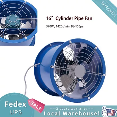 Buy 16 Inch Axial Fan Cylinder Pipe Spray Booth Paint Fumes Exhaust Pipe Fan 110V • 134.79$
