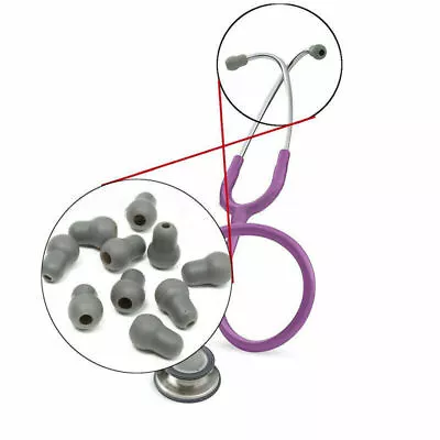 Buy 10Pcs Silicone Black Soft Eartips Earplug Earpieces For Littmann Stethoscope • 2.09$