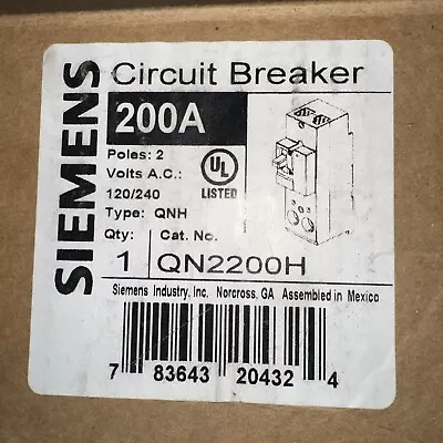 Buy Siemens QN2200H 200A 240V Double Pole QNH Circuit Breaker • 150$