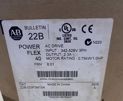 Buy NEW Unopened Allen-Bradley 22B-D2P3N104 22BD2P3N104 PowerFlex 40 AC Drive • 471.25$