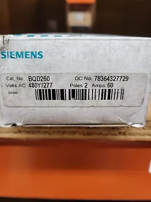 Buy Siemens Bqd260 Circuit Breaker 60 Amp 480v 2 Pole Brand New Open Box • 50$