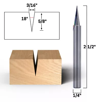 Buy 18° Zero Point V Groove Engraving Carbide Router Bit 1/4  Shank - Yonico 14104q • 23.95$