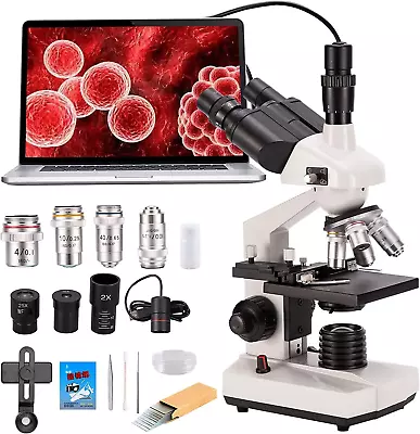 Buy Compound Trinocular Microscope, 40X-5000X Magnification, Digital Laboratory Trin • 371.99$