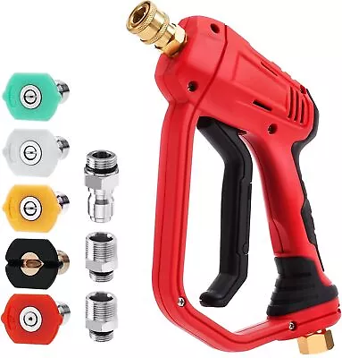 Buy High Pressure Washer Gun 5000PSI, Power With 5 Nozzles Red+Black  • 38.26$