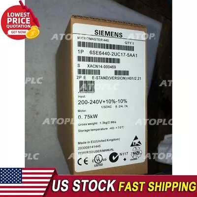 Buy New Siemens 6SE6440-2UC17-5AA1 MICROMASTER440 Without Filter 6SE6 440-2UC17-5AA1 • 357.27$
