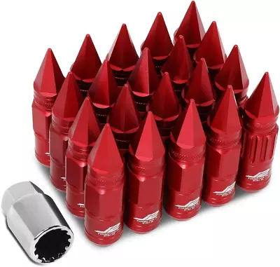 Buy 7075 Aluminum Red M12 X 1.5 16Pcs L: 80Mm Spiky Cap Lug Nut W/4Pcs Lock+Key • 70.99$