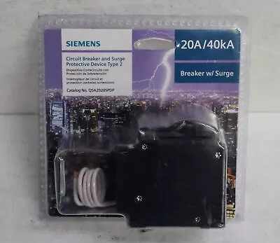 Buy Siemens QSA2020SPDP 20Amp Circuit Breaker And Surge Protector - Black • 89.85$