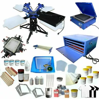 Buy 3 Color 4 Station Silk Screen Printing Press Kit W/4 Color Consumable Package • 2,855.10$