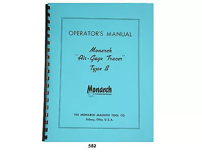 Buy Monarch Lathe Air Gage Tracer Type B Operators Manual *582 • 25$