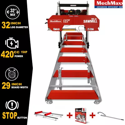 Buy MechMaxx 32'' Portable Sawmill Sets,420cc 15HP Power,29  Board Width Model SM-32 • 3,899$
