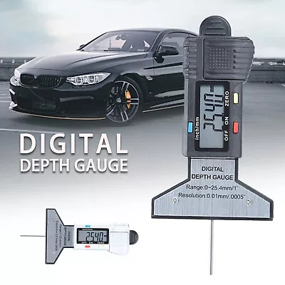Buy Digital Depth Gauge 0-25mm LCD Caliper Measure Tire Depth Stainless Steel Ruler • 12.52$