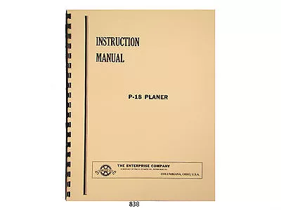 Buy Enterprise Crescent P-18 Wood Planer Instruction And Parts List Manual *838  • 20$