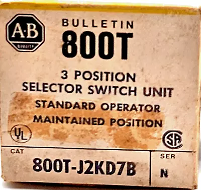 Buy Allen Bradley 800T-J2KD7B Selector Switch Unit, 3 Position, Ser. N • 138$