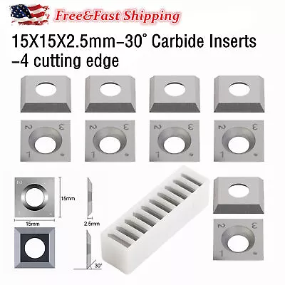 Buy 10Pcs 15X15X2.5mm-30° Carbide Inserts Cutters For Wood Lathe Turning Tool Knifes • 16.55$