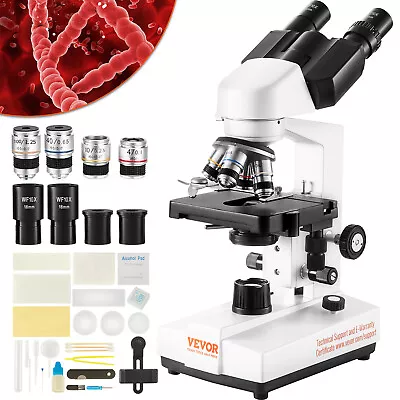 Buy VEVOR Compound Microscope Binocular/Trinocular 40X-2500X/5000X Mechanical Stage • 167.99$