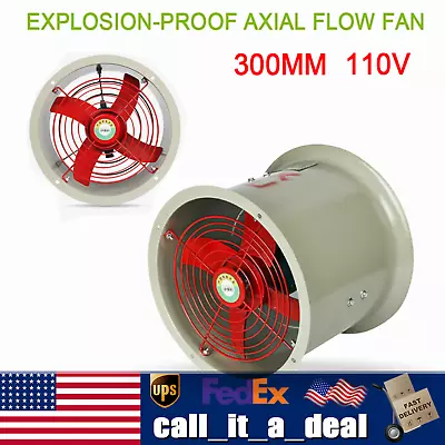 Buy 12  Pipe Spray Booth Paint Fumes Exhaust Fan Axial Fan Cylinder Air Blower • 93.01$