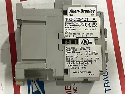 Buy Allen-Bradley 100-C09D01 IEC 5HP MOTOR STARTER Contactor 120VAC COIL • 37.77$