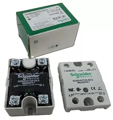 Buy Schneider 6225AXXTZS-DC3 Solid State Relay 25A 24-280VOut 3-32VdcIn SPST-NO NEW • 79.87$