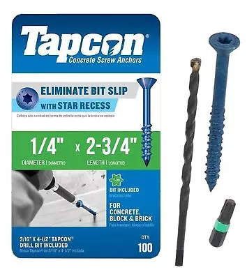 Buy Tapcon 1/4  X 2-3/4  Star Torx Head Concrete Anchor Screws 3189407V2 | 100 Pa... • 35.13$