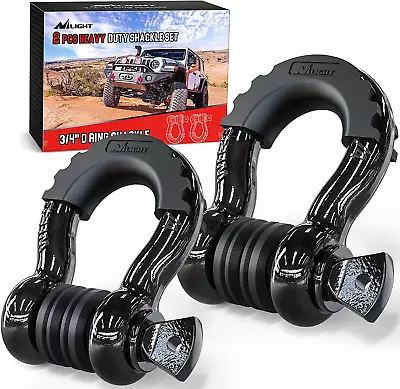 Buy 2-Pack 3/4  D-Ring Shackle 4.75T Capacity For Jeep Truck Off-Road Recovery • 35.26$