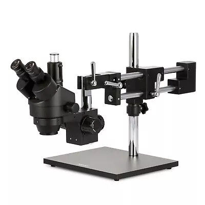 Buy AmScope 7X-90X Trinocular Stereo Zoom Microscope + Double Arm Boom Stand-Black • 498.99$