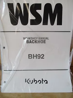 Buy Kubota BH92 Backhoe  Workshop Manual   9Y121-04230 • 19.99$