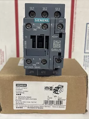 Buy Siemens 3RT2025-1BB40 Contactor 3P, 25A, 24 Vvdc, 1NO-1NC, 7.5KW@400V, Size S0 • 84$