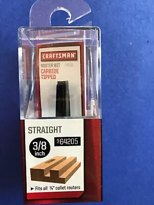 Buy Craftsman 3/8  Straight Bit Carbide 1/4  Shank Router Bit 964205 • 11.99$