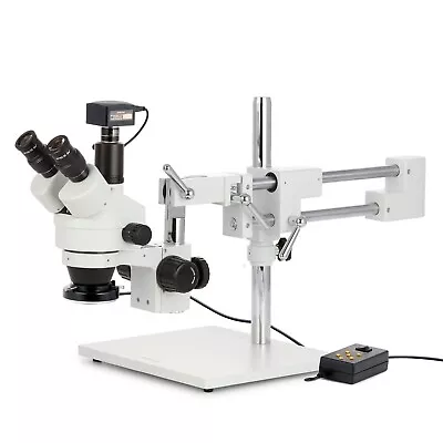 Buy Amscope 3.5X-180X Trinocular Stereo Boom Microscope +18MP USB Camera + LED Light • 1,091.99$