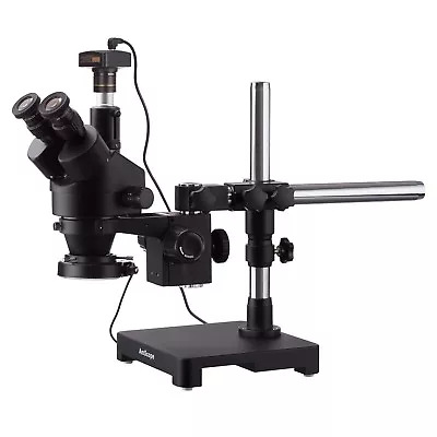 Buy AmScope 3.5X-90X Trinocular Stereo Zoom Microscope Boom + 144-LED + 10MP Camera • 938.99$