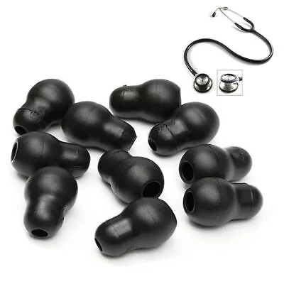 Buy 10Pcs Silicone Black Soft Eartips Earplug Earpieces For Littmann Stethoscope • 10.99$