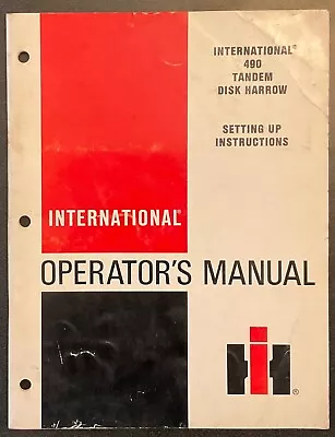 Buy IH INTERNATIONAL 490 Tandem Disk Harrow Operators Manual & Set-up Inst. Original • 18.85$