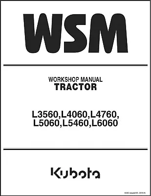 Buy Tractor Service Manual Fits Kubota L3560 L4060 L4760 L5060 L5460 L6060 • 48.92$
